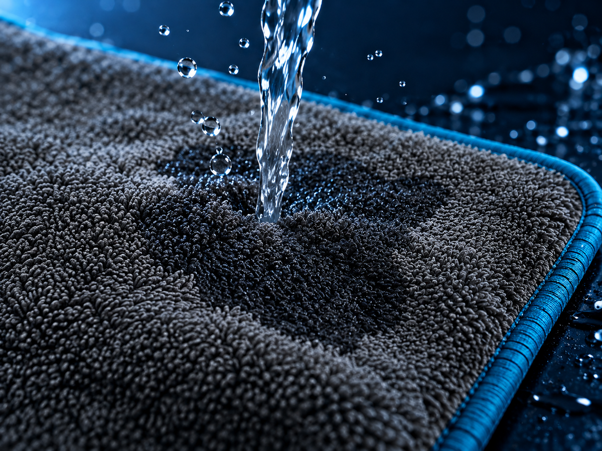 Eau versée absorbée instantanément par la fibre de la serviette OZOVIO