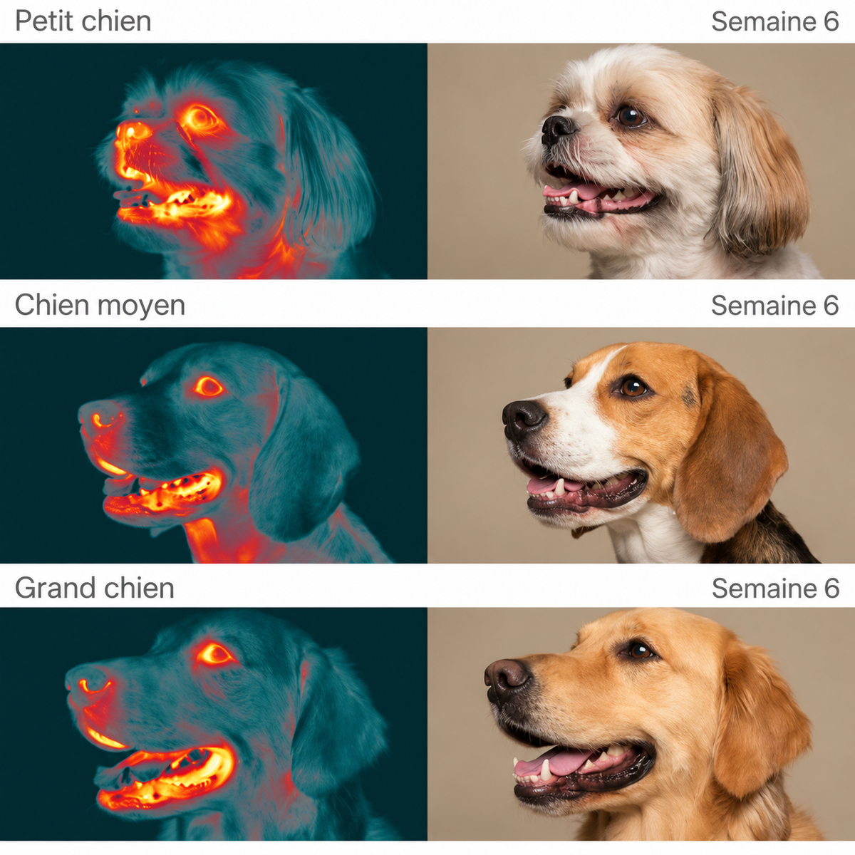 Résultats par taille de chien après 6 semaines