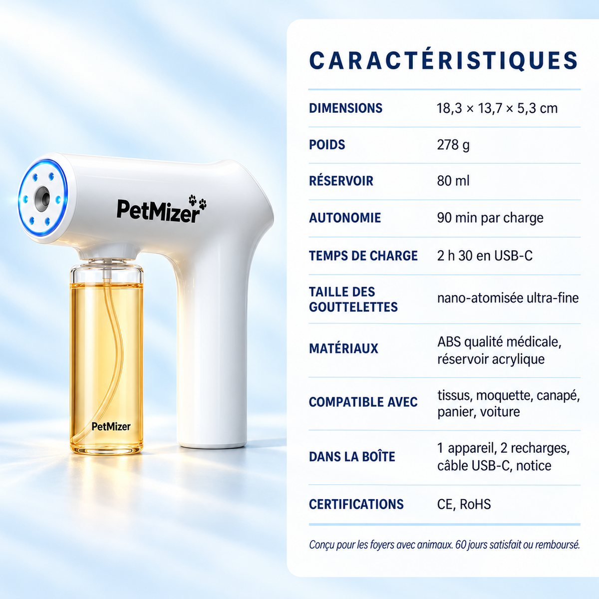 Caracteristiques techniques PetMizer